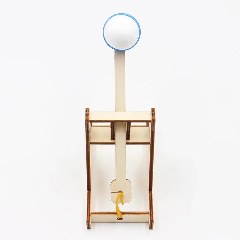 DIY Assembly Wooden Trebuchet Catapult Vehicle Model Kits Children Kids Scientific Experiment Small Physical Invention Toy Gift