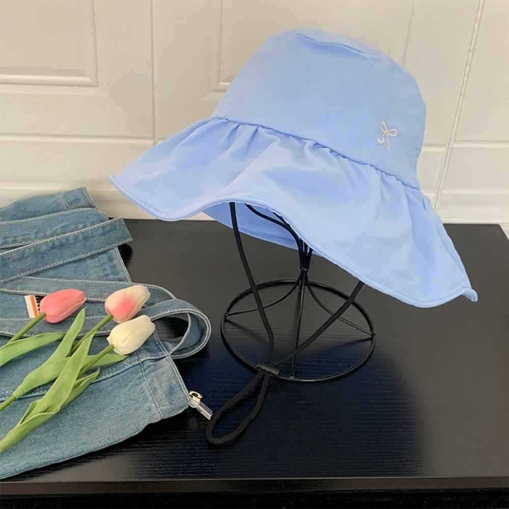 Wide Brim Fisherman Hat Quick Dry Women's Sun Hat New Bow Bucket Hat  Camping