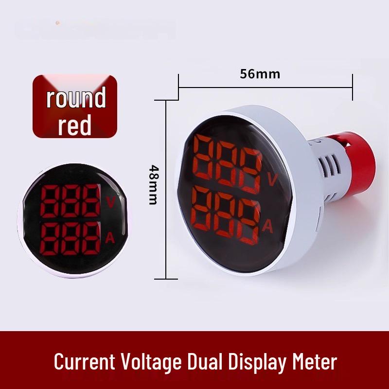 22mm Dual Display LED Voltage Current Frequency Meter - Round/Square