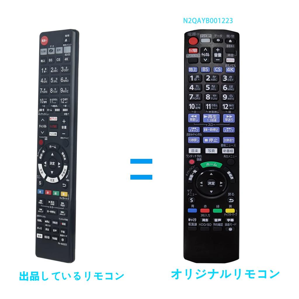 Remote control N2QAYB001223 fits Panasonic and Blu-ray/DVD player/recorder DMR-4W400, DMR-4CW200, DMR-4S100, DMR-SCZ2060, DMR-4CW400, DMR-4CS100,