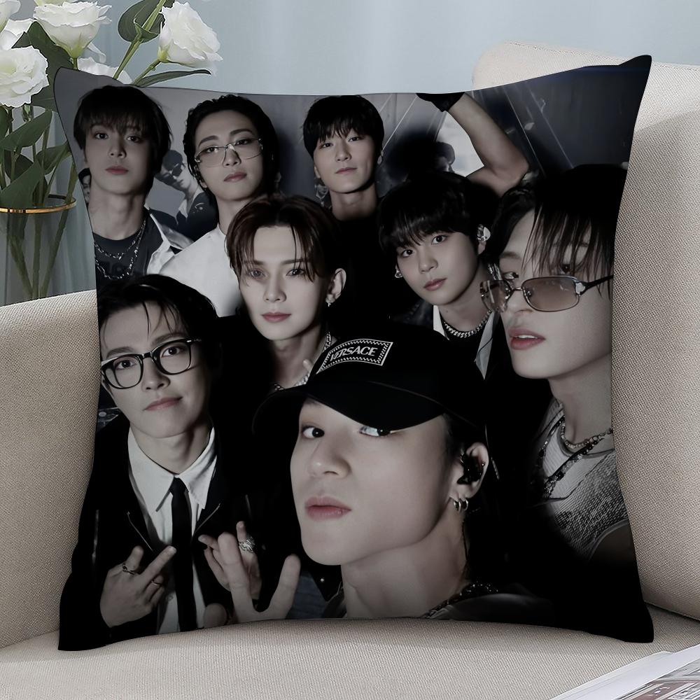 Kpop A-AteezS Pillow Case Short Plush Pillow Covers Sofa Decorative Gift Home Double-sided Printing Cushion Cover