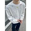Men S Loose Fit Embroidered Crew Neck Pullover Sweatshirt Plus Size