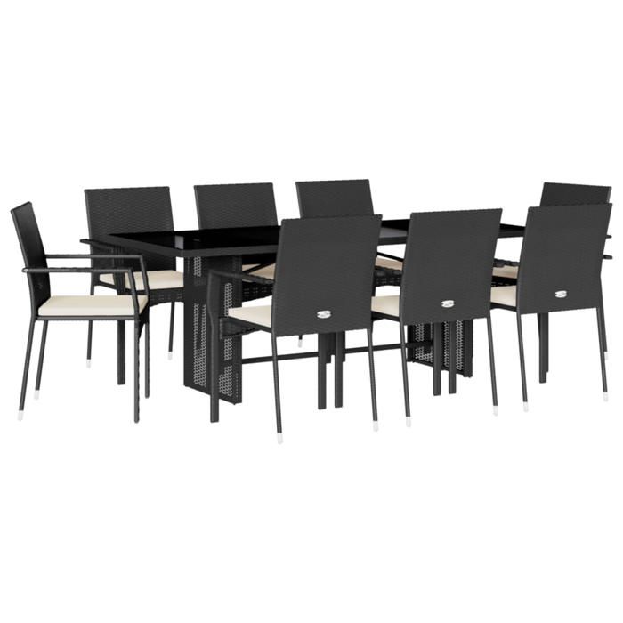 VidaXL Ensemble à Manger de Jardin avec Coussins 9 pcs, Table et Chaise de Terrasse, Meubles de Patio, Mobilier d'Extérieur, 3213495