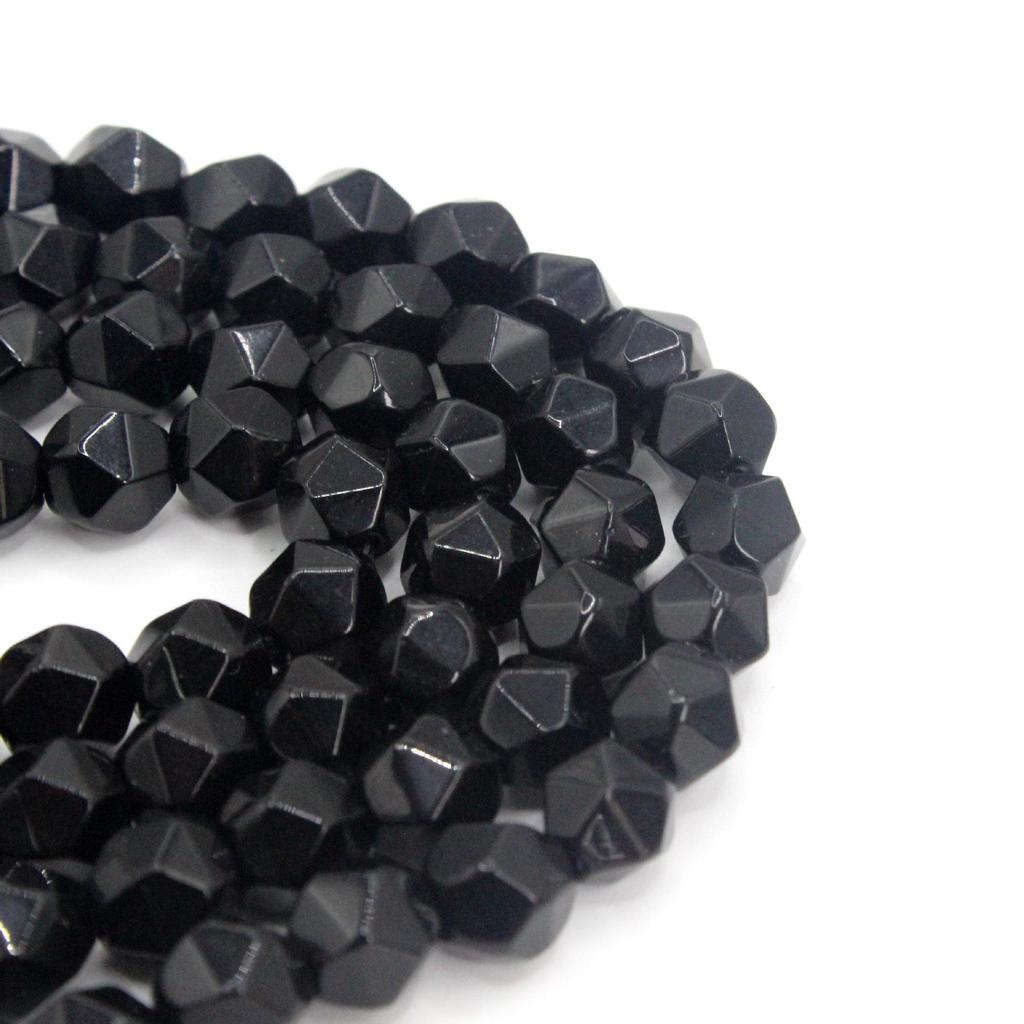 Wide Face Black Agate Cutting Glass Beads for DIY Jewelry and Bracelet Making