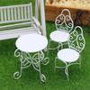 Practical Small Sturdy Metal Outdoor Furniture Set for Dollhouses Table and Chairs Garden Supplies Home Decorations