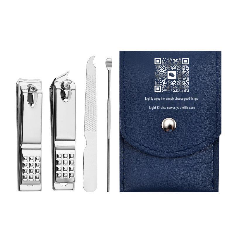 Custom 4-Piece Stainless Steel Nail Care Set: Clippers, Ear Pick, File, and Gift Option