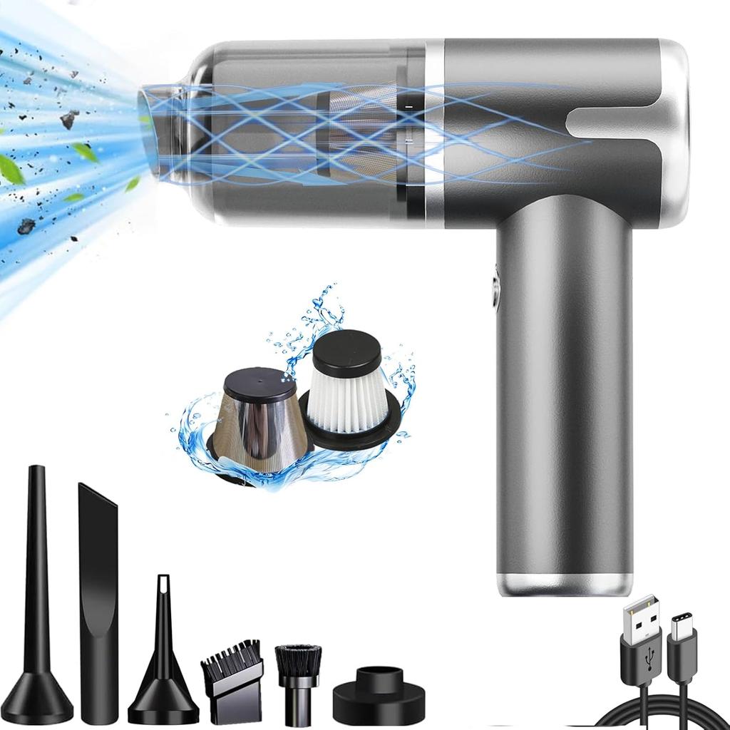 Handheld Car Air Vacuum Cleaner, 40000Pa Rechargeable Cordless Vacuum Cleaner Air Duster, High Power Mini Vacuum with Stainless Steel Filter, HEPA