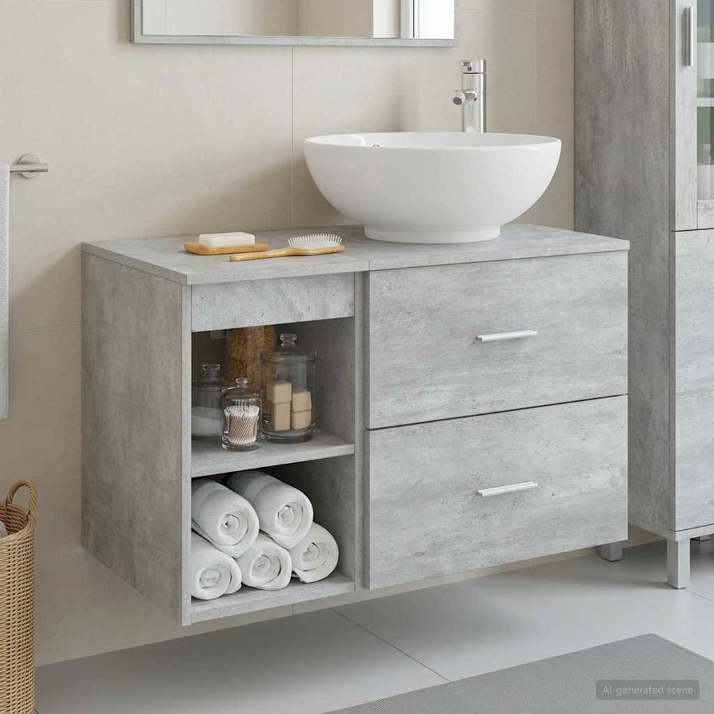 Bathroom Furniture Set 2 Pcs Concrete Grey Wood Based Material