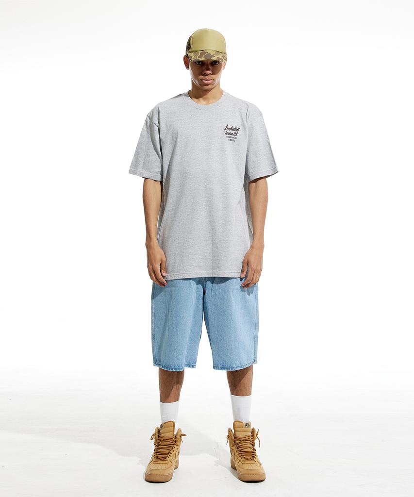 CREAM SODA LAB 15Min Quarter Teamplay Graphic Logo Short Sleeve T-Shirt Gray Black