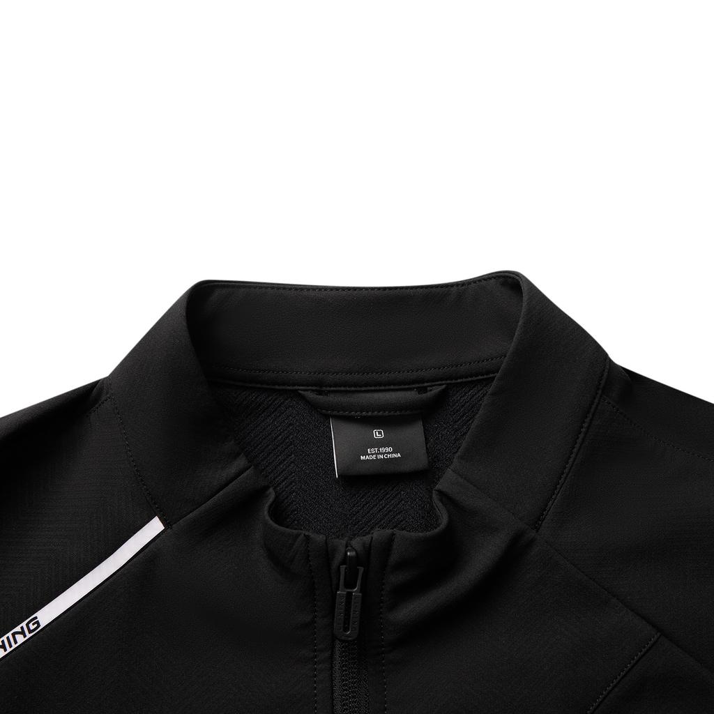 Li Ning Table Tennis Series Sports Casual Minimalist Solid Color Stand Collar Long Sleeve Windbreaker Unisex Outerwear Black AFDV919-1