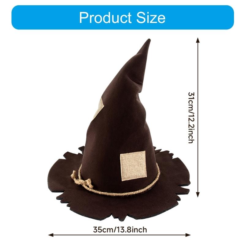 Scarecrow Felted Hat Unisex Magical Wizard Hats Halloween Witch Cosplay Hat for Halloween Party and Cosplay Event