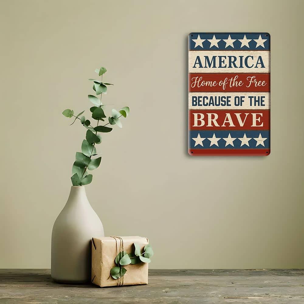 Rustikales 8x12in Amerikanische Flagge Aluminiumschild für Innen/Außen