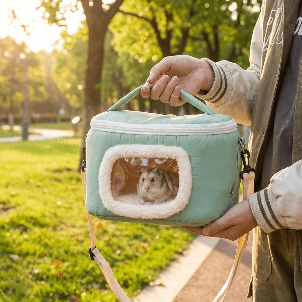 Weiche Warme Hamster Transporttasche Sichtfenster Kleintier Transporttasche Kaninchen Ausflugstasche Outdoor Reisen