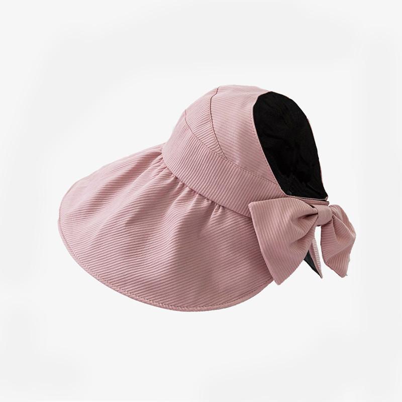 Black Wide Brim Shell Hat With Bow Summer Sun Hat For Women Outdoor Sun Protection