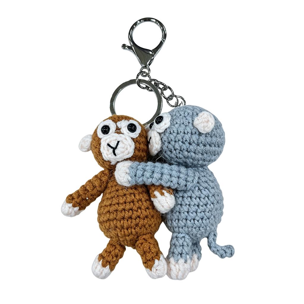 Cute Hand Crocheted Monkey Key Holder Keychain Suitable For Motorcycles Key And Backpack Purse Charms Stylish Decoration