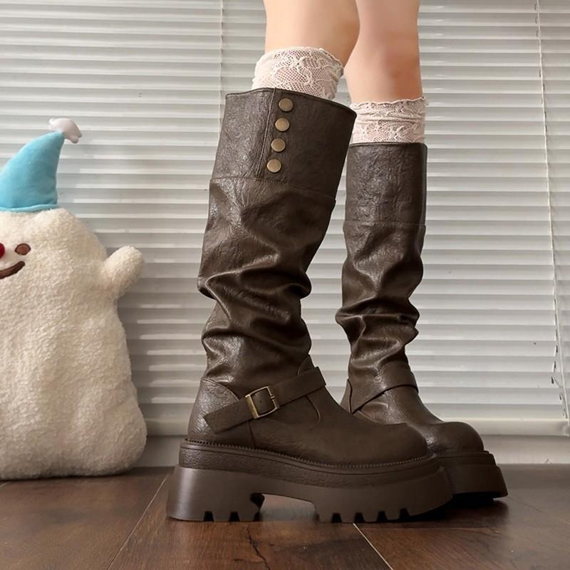 Women's thick bottom heightening thin fall and winter lightweight commuting hiking non-slip shock-absorbing fashion versatile casual high boots