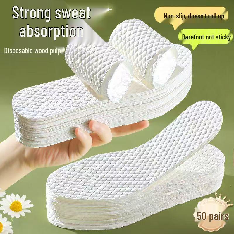 

Дышащие, устойчивые к запаху одноразовые стельки из древесной пульпы для мужской и женской обуви – Идеальны для лета, противоскользящие, впитывающие пот и для высоких каблуков. 43 белый