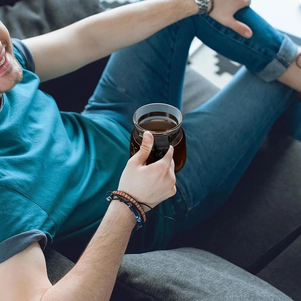 Coffee Pot Style Heatproof Glass Mug Outdoor Adventures 16 Oz Capacity Elegant Design Straw-Type Lid For Hot Beverages