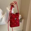 Fashion Lightweight Crossbody Bag Korean Version Flower Printed Shoulder Bag Solid Color Phone Bag Women