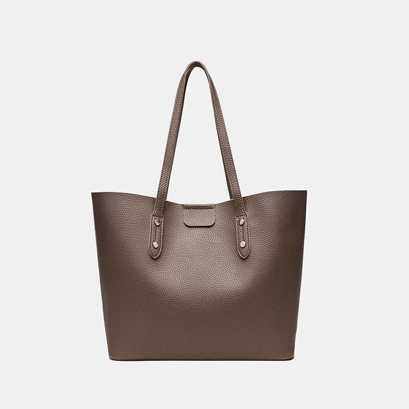 Large capacity solid color simple portable women's bag commuting shoulder large bag going out storage tote mother and child bag