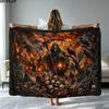 Dark Grim Reaper Print Flannel Blanket High Quality Warm Comfortable Cover for All Seasons Perfect for Gifts Home Decor