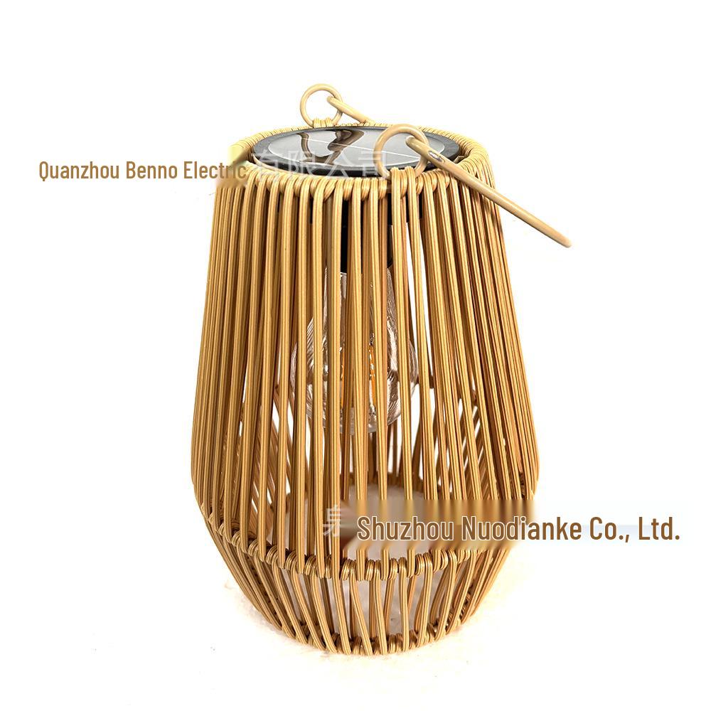 "Portable Retro Bamboo Rattan Solar Lanterns - Outdoor Hanging Garden Lights"