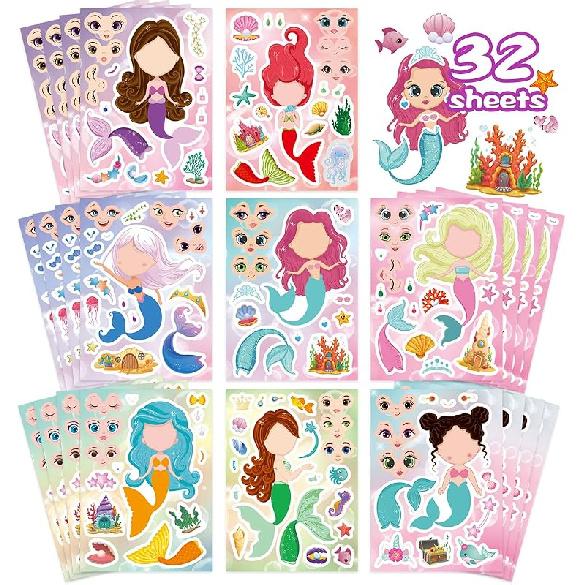 36 PCS Farm Animal Stickers Sheets, Make-a-face Sticker, Make Your Own Stickers for Kids Farm Themed Party Favors Supplies Craft Birthday Gift for