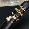 Vintage court style high-end gourd fingertip colorful flower pearl ring femininity mix and match fashion index finger ring