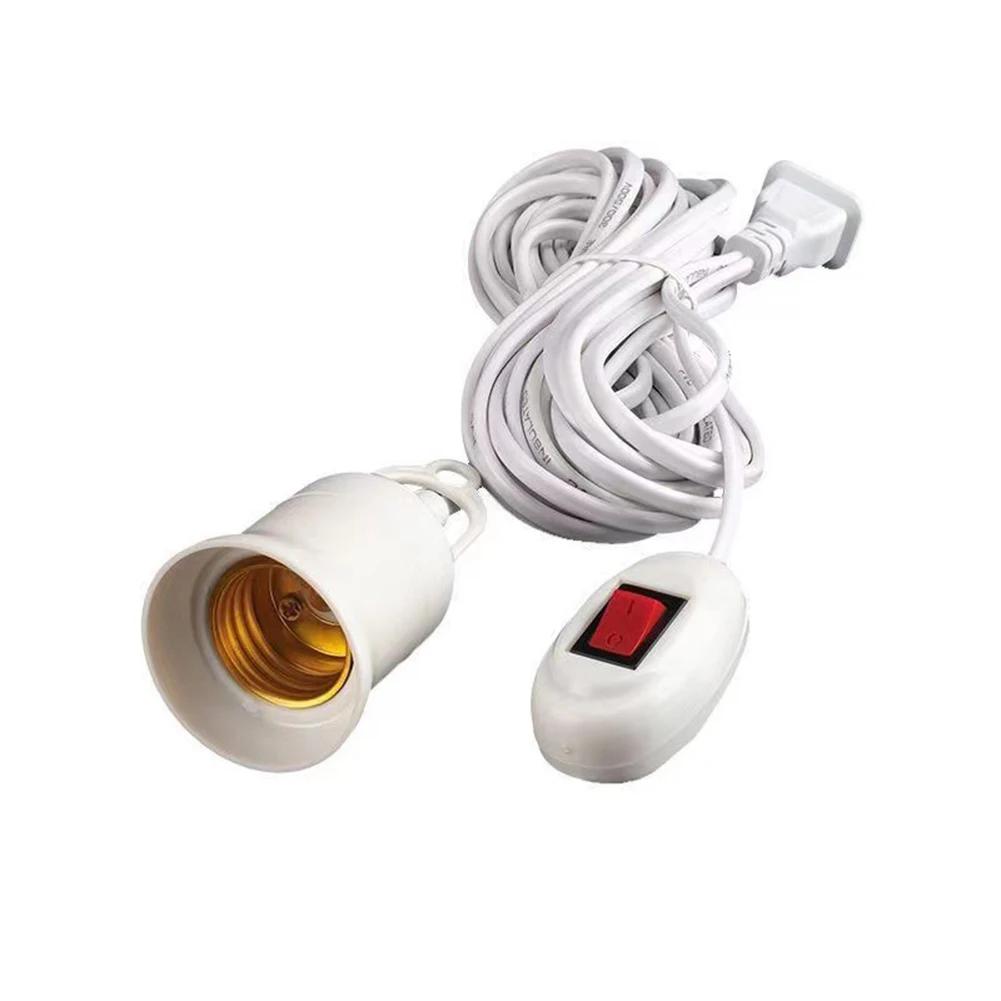 3/5/10m Lamp Bases Universal With Switch Led Bulb Socket Adapter E27 Screw Lamp Holder Accessories Tools Two Plugs Suspension