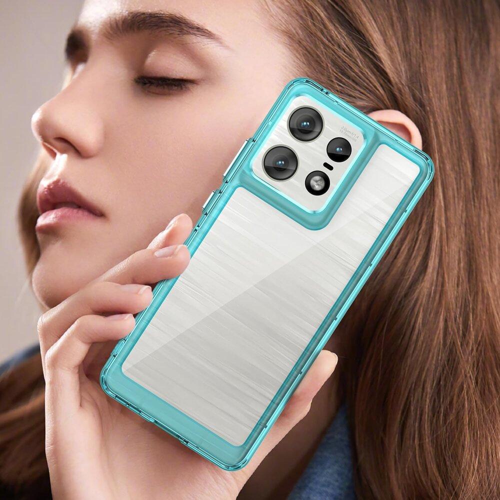 Motorola Edge 50 Pro Fusion Hybrid Case, Clear / Blue