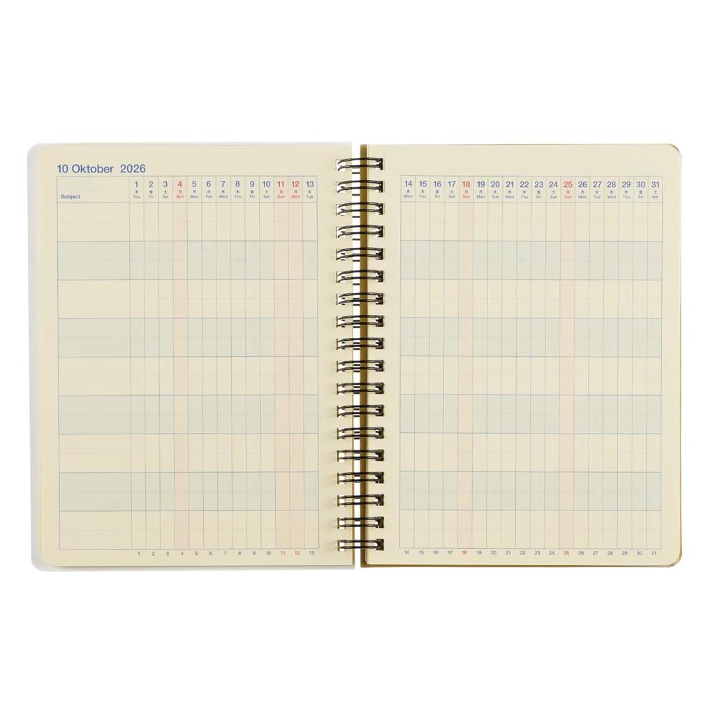 Delfonics 2026 Edition Planner (Starts October 2025) Rollbahn Gantt Chart Animal Large Monthly Planner (Light Pink)
