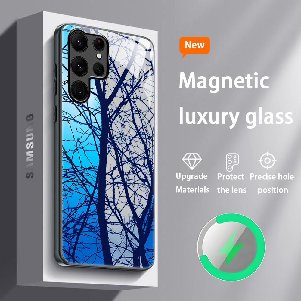 Tree design Beautiful Hot Phone Case For Samsung S26 S25 S24 S23 S22 S21 S20 Plus Ultra Glass Magnetic Case