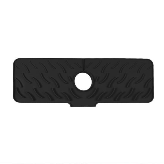 

Силиконовый коврик для раковины Быстросохнущий коврик Защита от брызг на кран Водосборник Коврик против брызг для кухни ванной Short чёрный