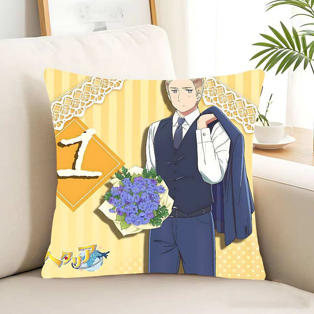 Povlak na polštář Hetalia World Stars, snímatelný a pratelný povlak na polštář – měkký len pro všechny roční období
