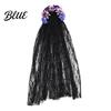 Lace Hairband Gothic Style Hair Hoop Hollow See-Through Headband with Simulated Flowers And Women Accessory Black Veil Halloween Day of The