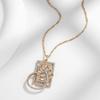 New Fashion Square Wide Pendant Necklace For Women  Rose Gold  Color Mix Boho Crystal Flower Ethnic Retro Jewelry