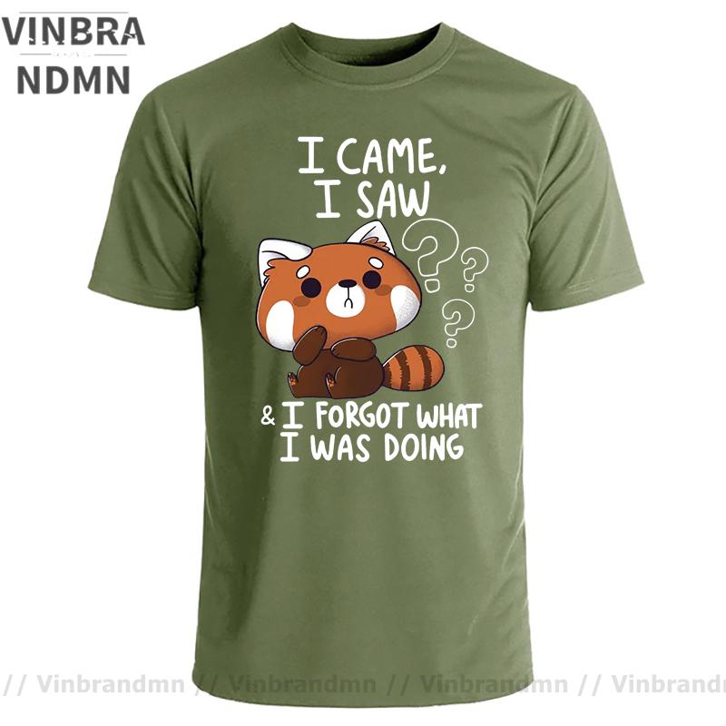 Funny Red Panda T Shirts Humor Cartoon Raccoon I Came I Saw I Forgot What I Was Doing Tshirt Streetwear Hip Hop Harajuku Tshirt