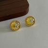 Original geometric natural dried flower stud earrings Mori niche commuting temperament earrings literary and gentle versatile earrings