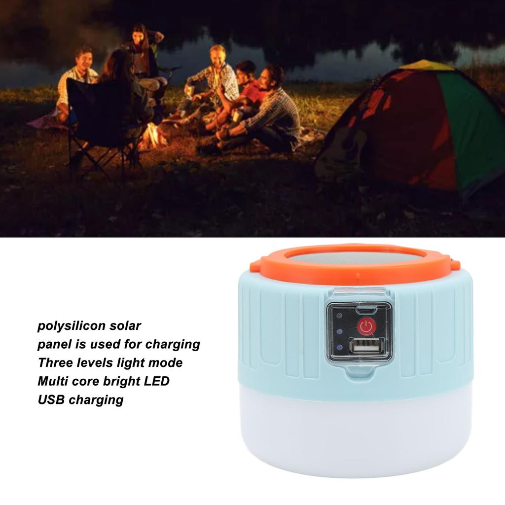 Solar Camping Light Three Mode USB Charging Bright LED Solar Tent Light for Outdoor Emergency