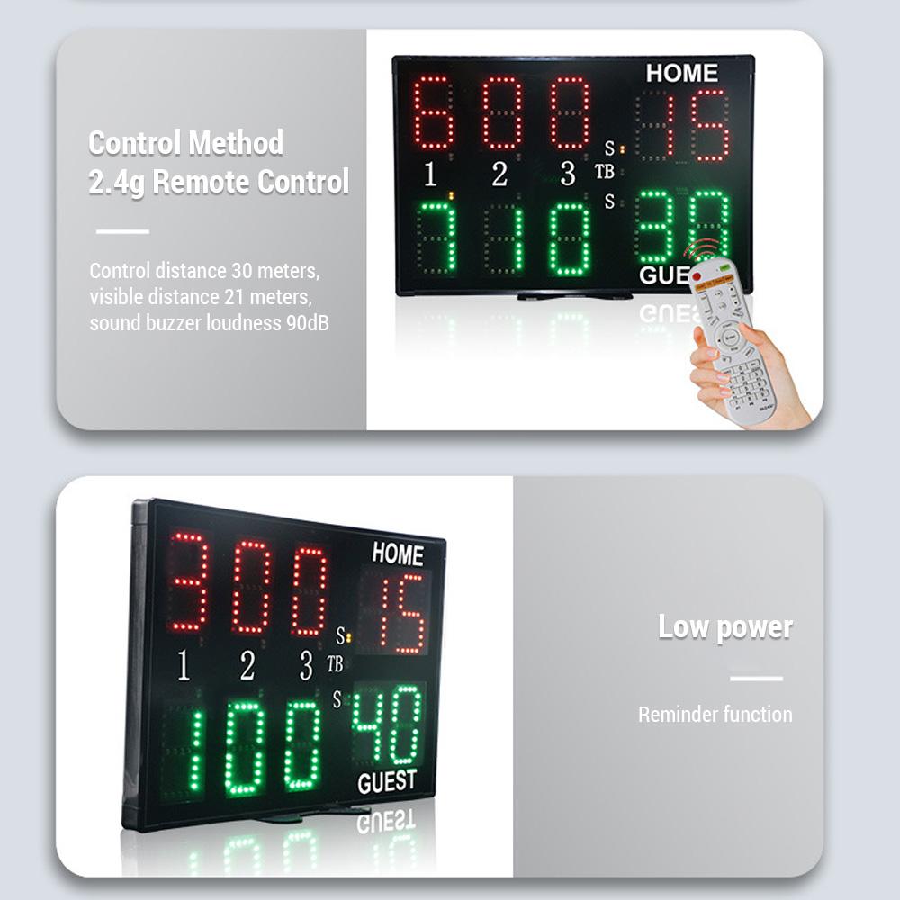 Elektronisk resultattavla med fjärrkontroll 10-siffrig professionell tennisresultattavla lättviktig och