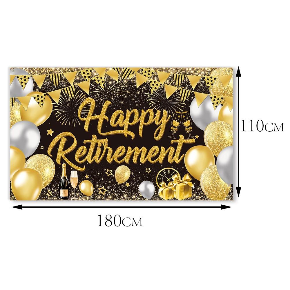 Black Golden Retirement Theme Decoration Background Cloth Party Event Props