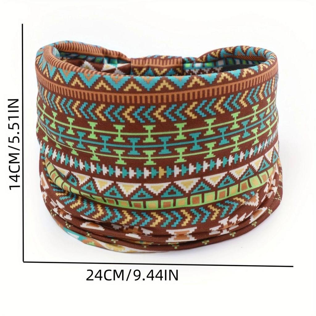 Women's Bohemian Cashew Yoga Headband - Sweat-Absorbing, Elastic Cotton Hair Accessory