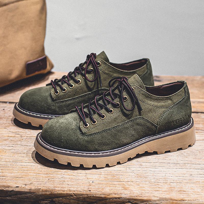 Tooling Shoes Men's New Beef Anti-velvet Round Head Platform Short Boots Men's Light Wear Retro Casual Shoes