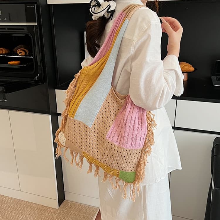Mori literary and artistic vacation breathable large-capacity shoulder woven bag