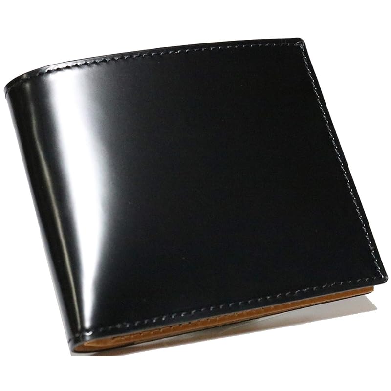

[Berkut] black cordovan genuine leather horse leather leather bi-fold wallet bifold short wallet men s ladies male With coin purse Thin folding ultra
