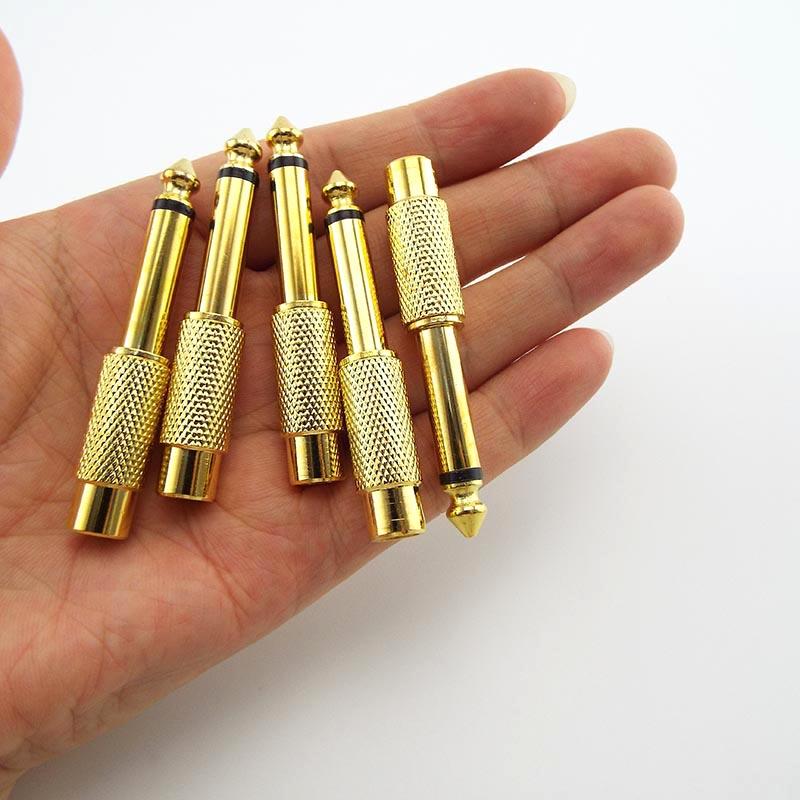 Golden Audio Adapter 6.35mm 1/4" Male Mono Plug to RCA Female 6.5mm to AV Jack Audio Adapter Connector TS For Home KTV H1Good product