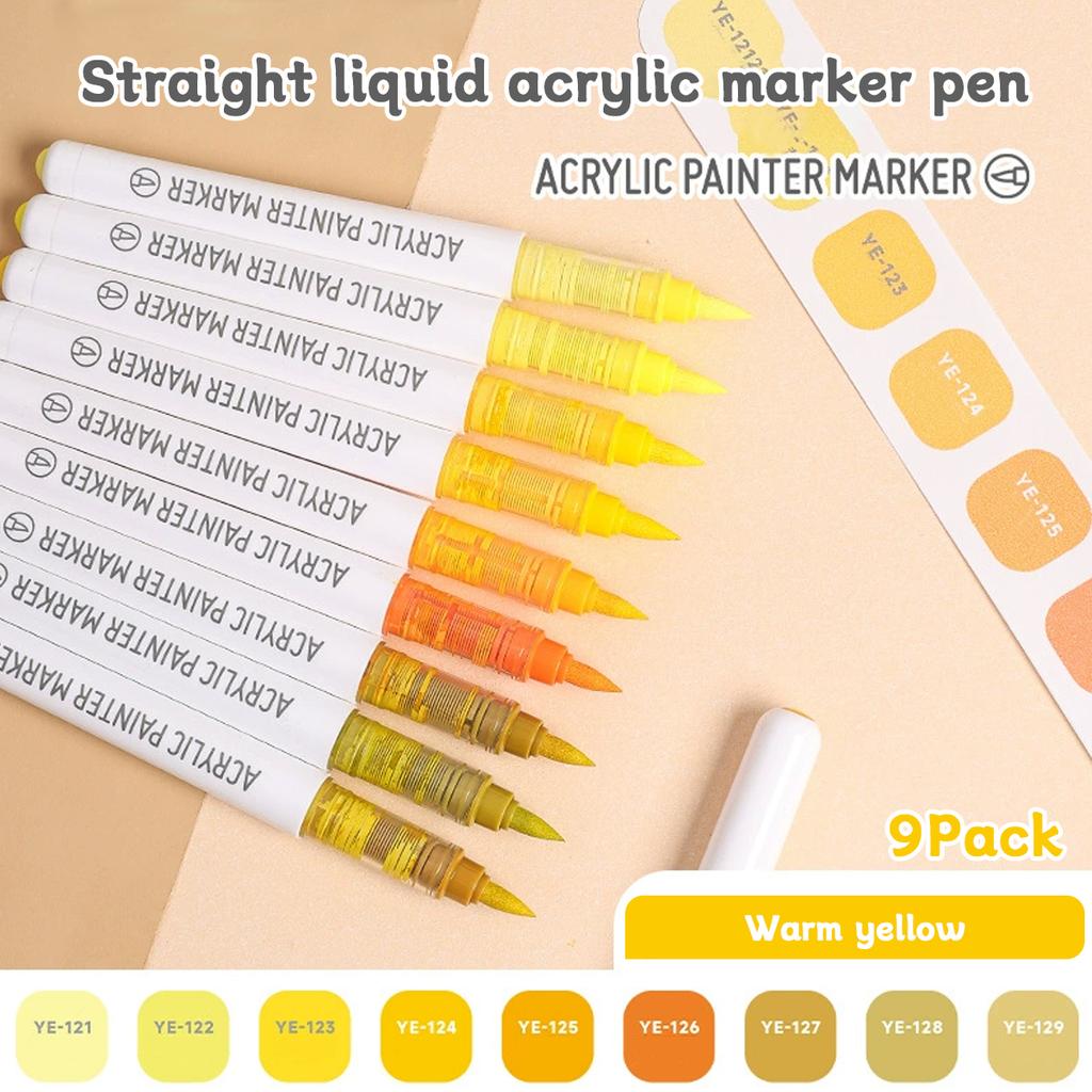 9pcs/box Acrylic Soft-head Marker Pen Art Painting Can Stack Colors Watercolor Pen Set School Student Stationery Supplies