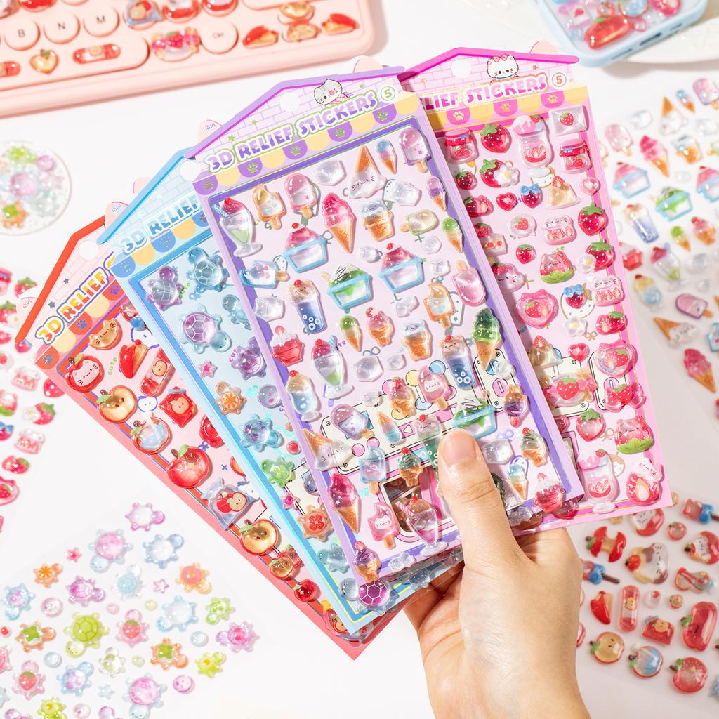 Nekoni 3D Cute Stickers Cartoon Animal Puff Sticker Diy Stickers For Scrapbooks Planner Journals Laptops Phone Case Decoration