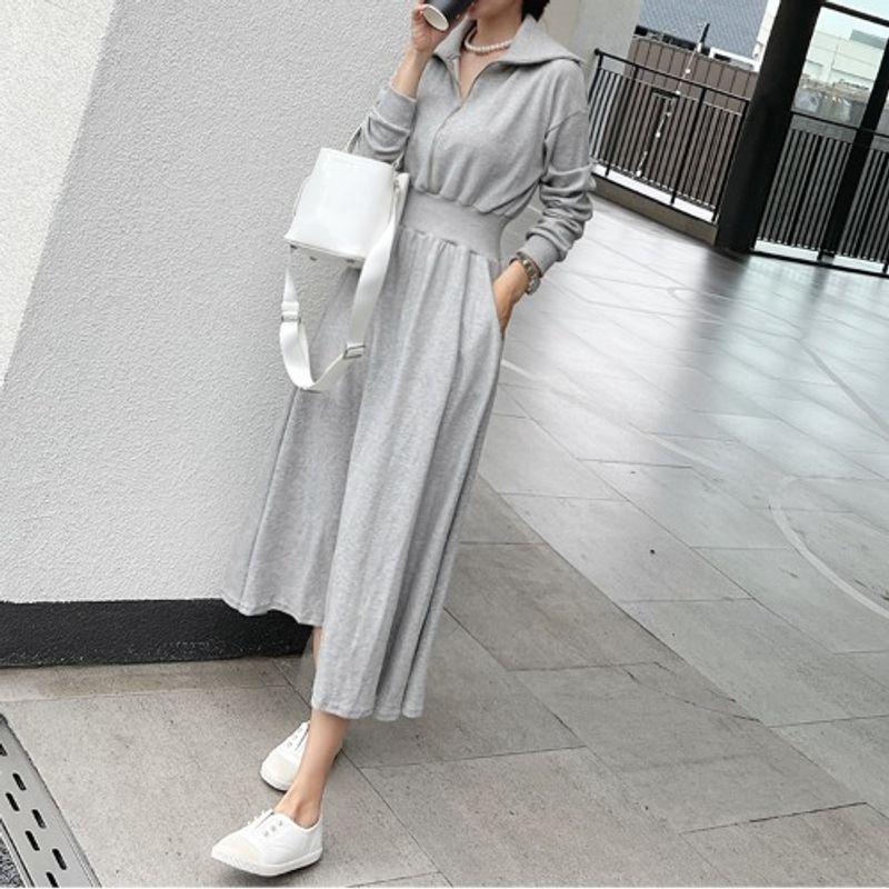Dress Sweet Gray Elastic High Waist Long Sleeves Sweatshirt