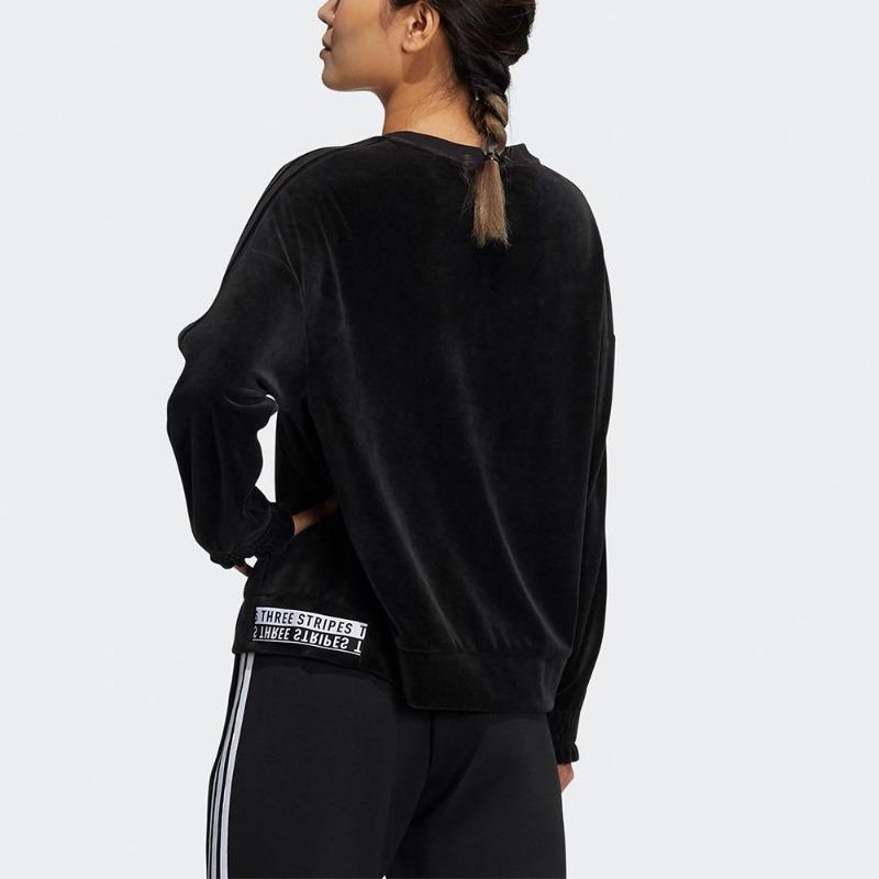 adidas Velours Crewneck Sweatshirt Met Klein Logo Dames Tops Zwart HG1843